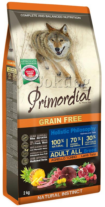 Primordial Grain Free Adult Lamb & Tuna 12kg, 30/19