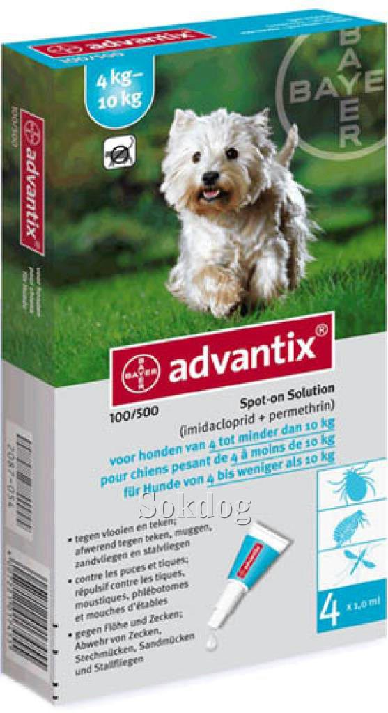 Advantix Spot-on A.U.V. 4-10kg súlyú kutyáknak, 4db/doboz