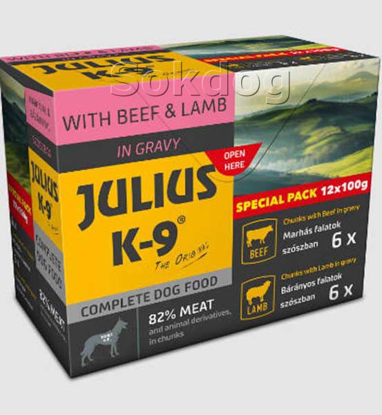 Julius-K9 Beef & Lamb válogatás szószban 12*100g