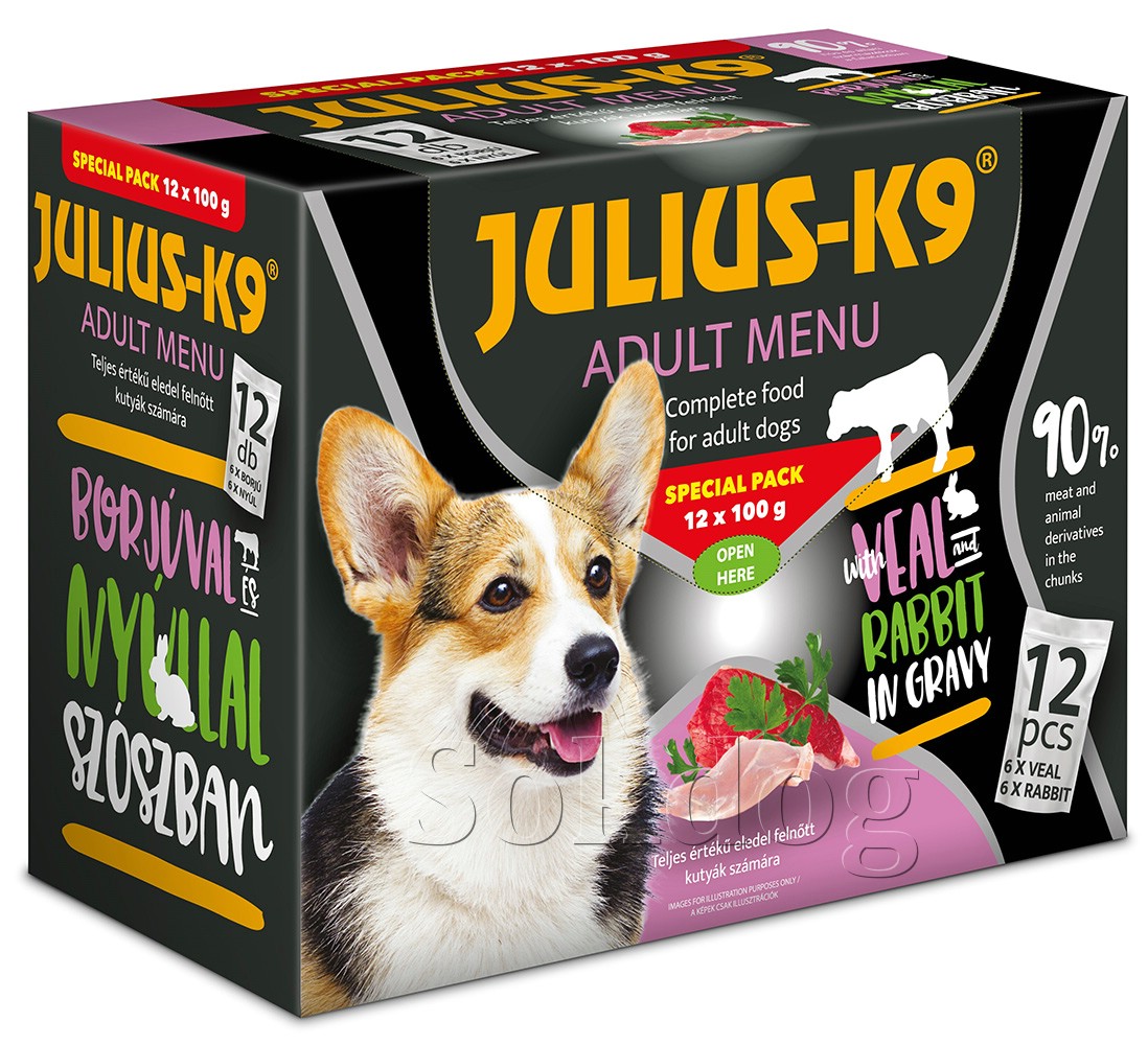 Julius-K9 Veel & Rabbit válogatás szószban 12*100g