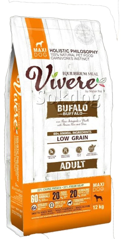 Vivere Adult Maxi Buffalo & Peas & Brown rice 12kg