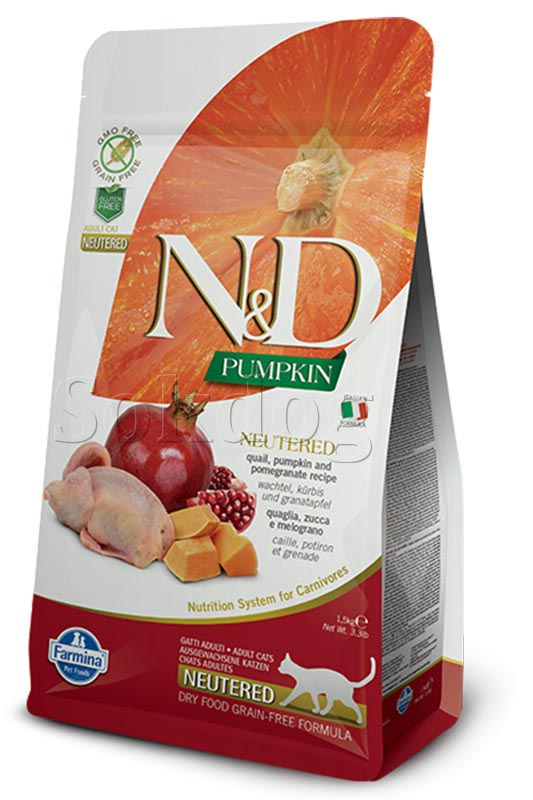 N&D Cat Grain Free Pumpkin Neutered Fürj ivartalanított 1,5kg