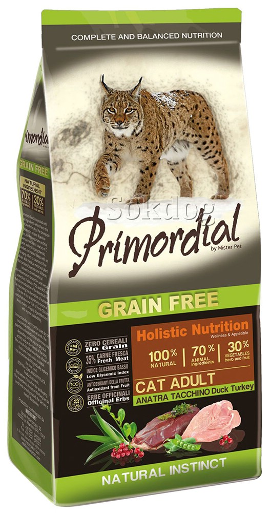 Primordial Grain Free Adult Cat, Duck & Turkey 6kg