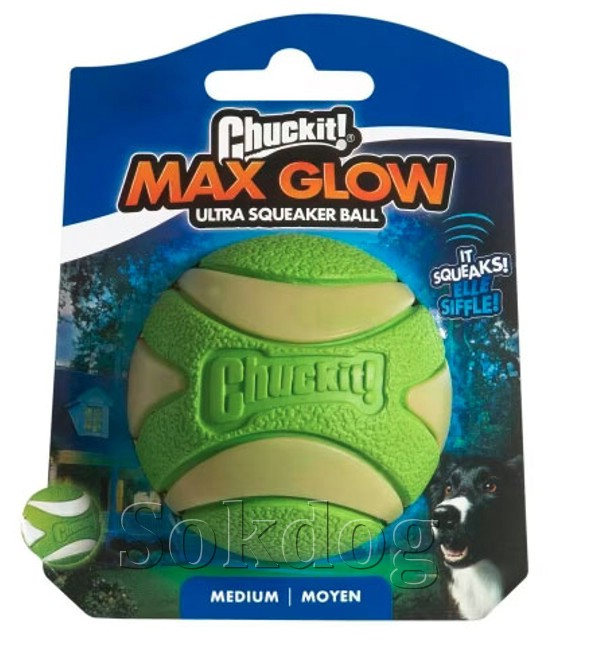 Chuckit! Max Glow Ultra Squeaker ball, M