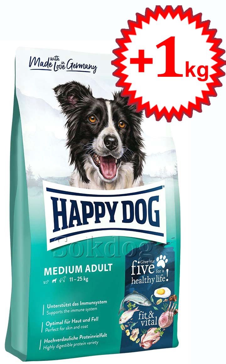 Happy Dog Fit & Vital Adult Medium 12kg +1kg ajándék!