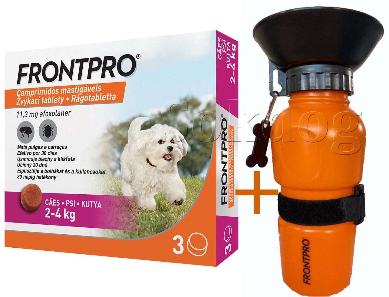 FRONTPRO 11mg rágótabletta kutyáknak 2-4kg, bolha, kullancs ellen (3 tabletta) Szavi: 2025.03.