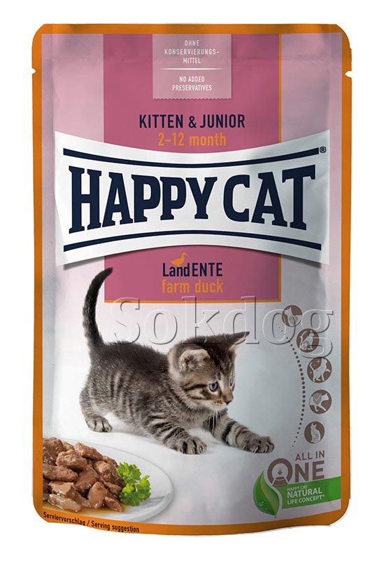 Happy Cat Kitten+Junior Farm Duck 24*85g