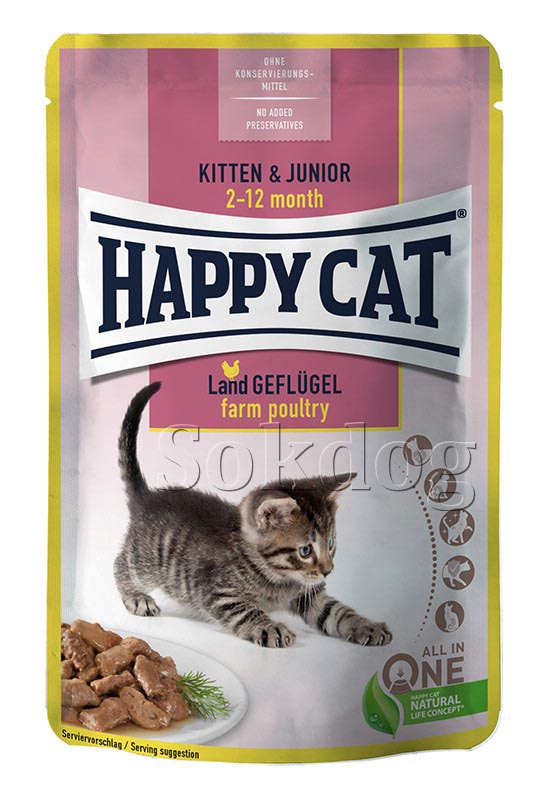 Happy Cat Kitten+Junior Farm Poultry 24*85g