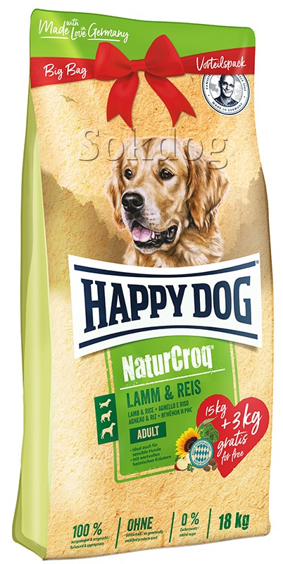 Happy Dog NaturCroq Lamm & Reis 15kg +3kg!