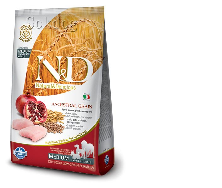 N&D Ancestral Grain Adult Medium gránátalmával, 2,5kg