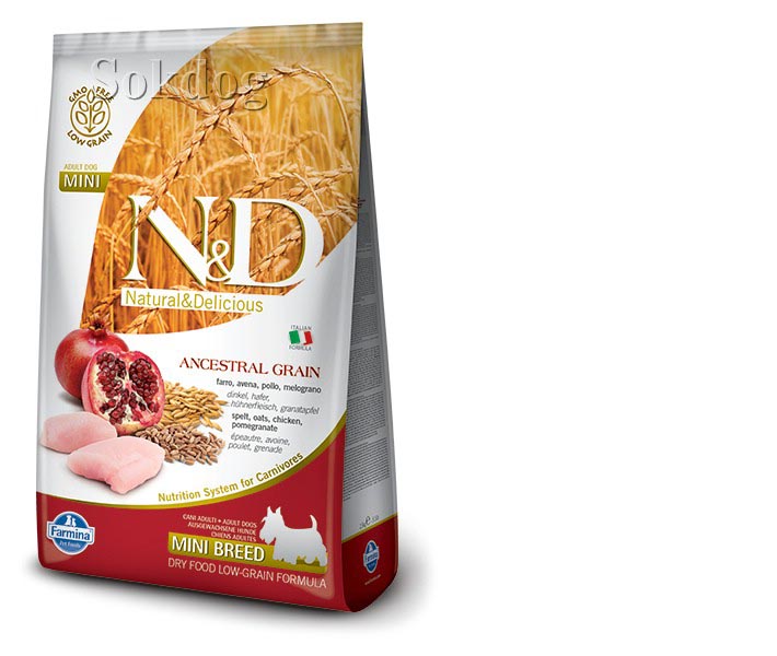N&D Ancestral Grain Adult Mini gránátalmával, 2,5kg