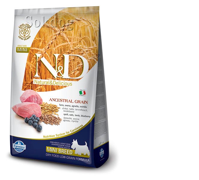 N&D Ancestral Grain Adult Mini bárány, áfonya 2,5kg