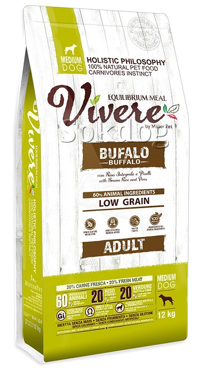 Vivere Adult Medium Buffalo & Peas & Brown Rice 12kg