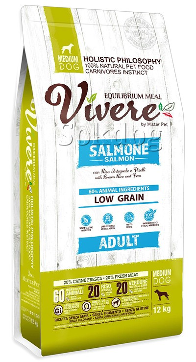 Vivere Adult Medium Salmon & Peas & Brown rice 12kg