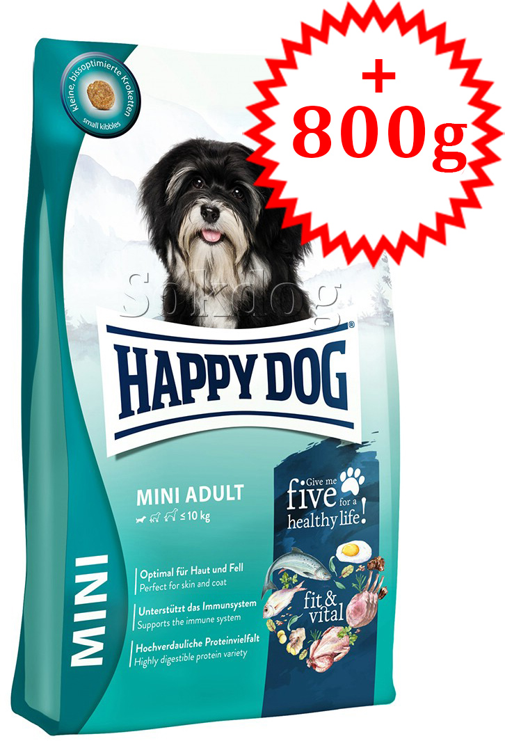 Happy Dog Adult Mini 10kg +800g ajándék!