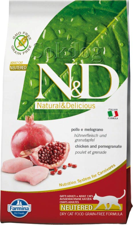 N&D Grain Free Neutered csirke & gránátalma 5kg