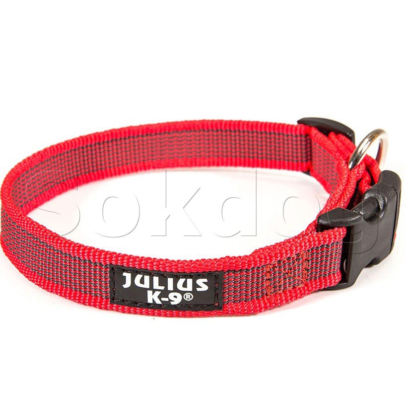 Julius-K9 Color & Grey nyakörv, piros, 25mm, 39-65cm