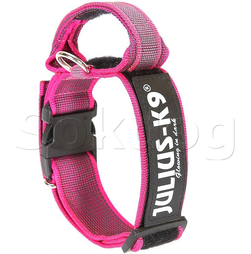 Julius-K9 Color & Grey nyakörv fogóval, pink, 50mm, 49-70cm