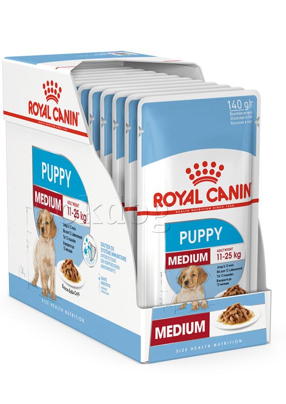 Royal Canin Puppy Medium 10*140g -nedves eledel közepes testű kölyök kutyák számára