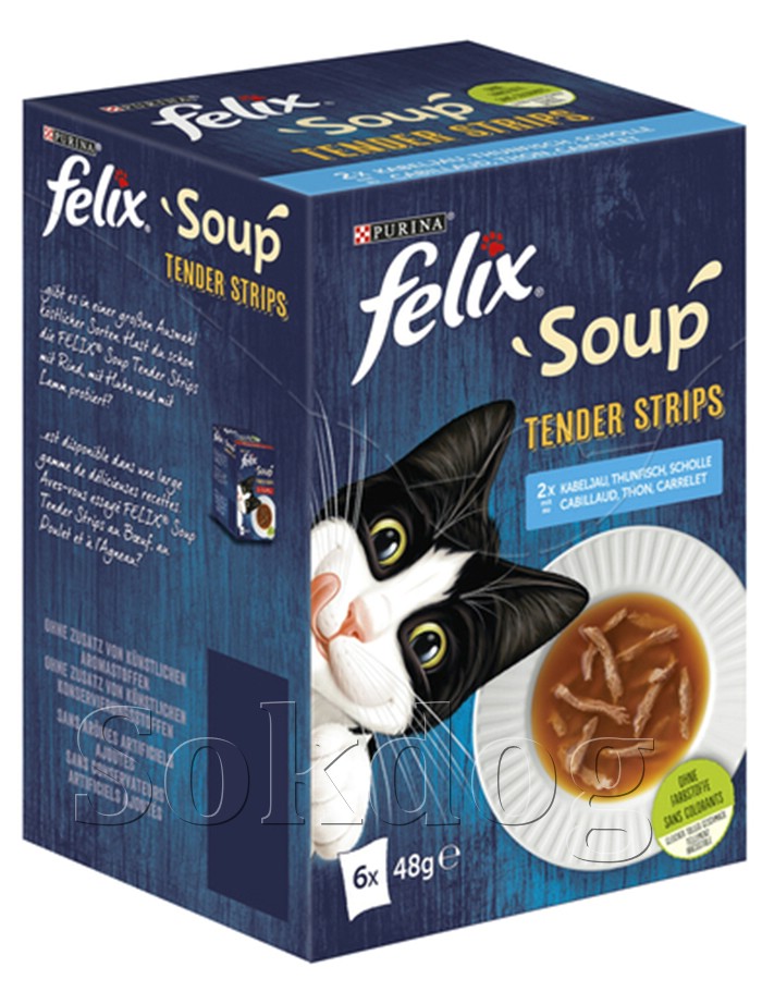 Félix Soup Tender Strips halas falatok, levesben 6*48g