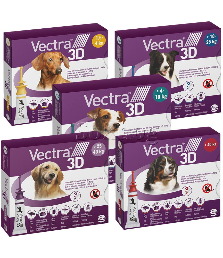 Vectra 3D spot-on kutyáknak, 4-10kg, 3db/cs.